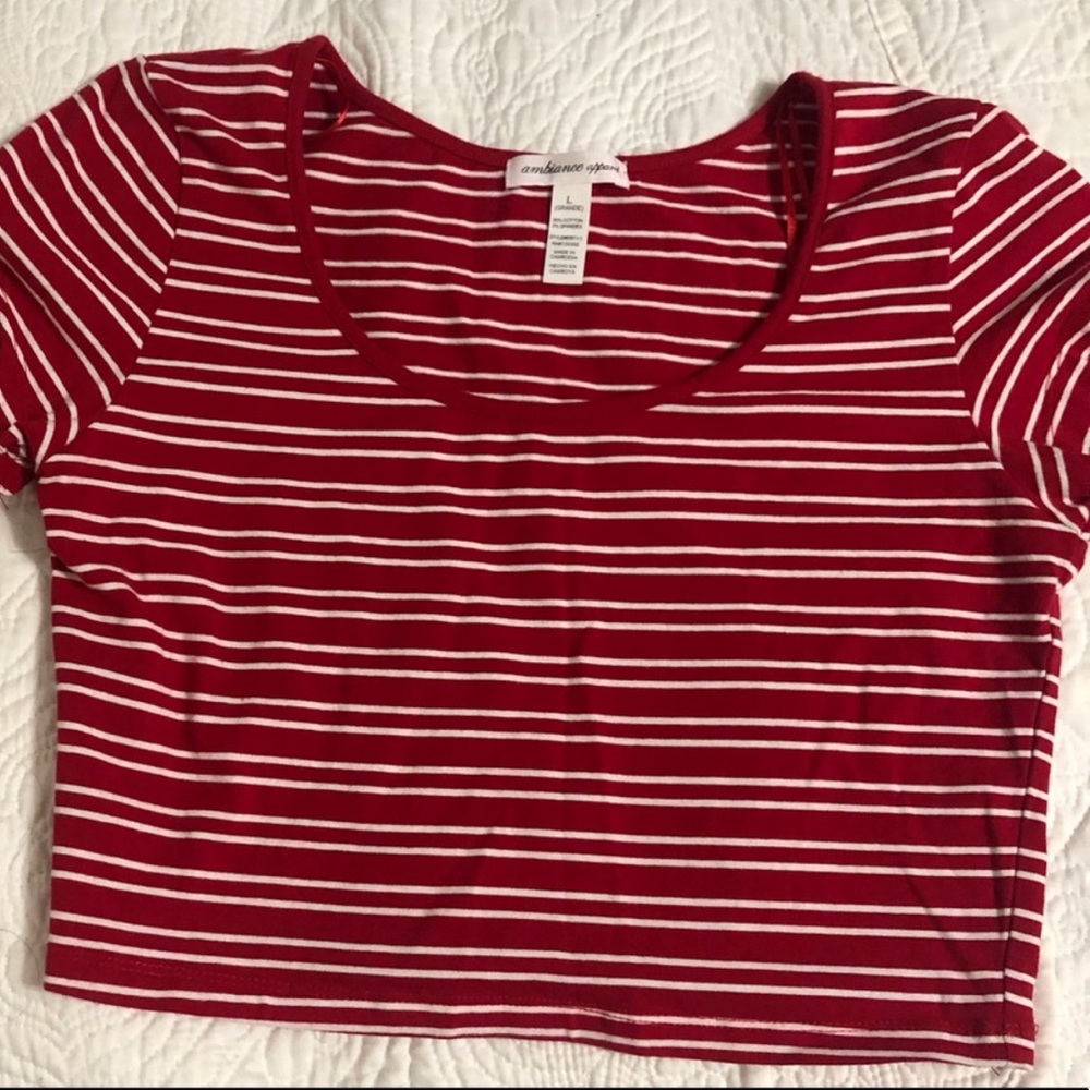 Red and white crop top